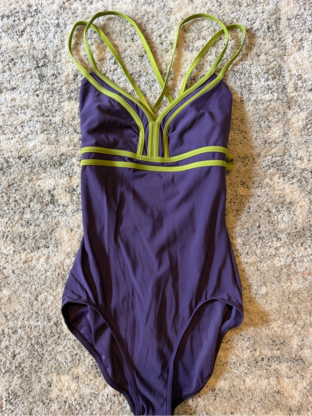 Capezio Purple One-Piece dance Leotard with Lime Trim women’s large